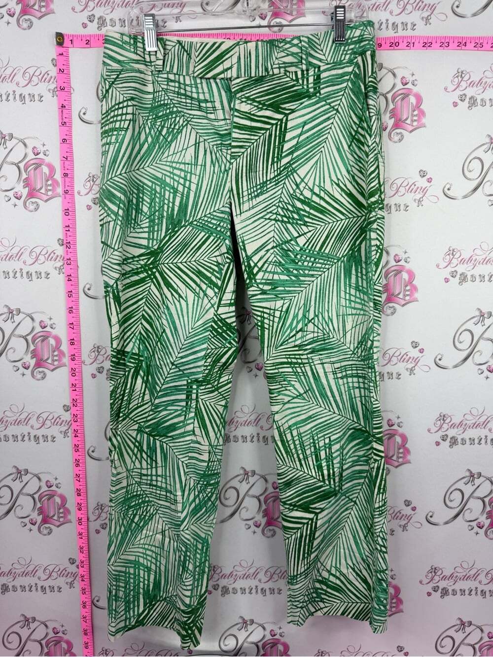 Banana Republic pants tropical leafs Green Palm-Print Stretch Kids Pants